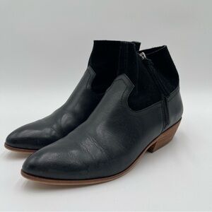 Frye and Co. Women's 10 Black Suede & Leather Rubie Zip Ankle Boots Western